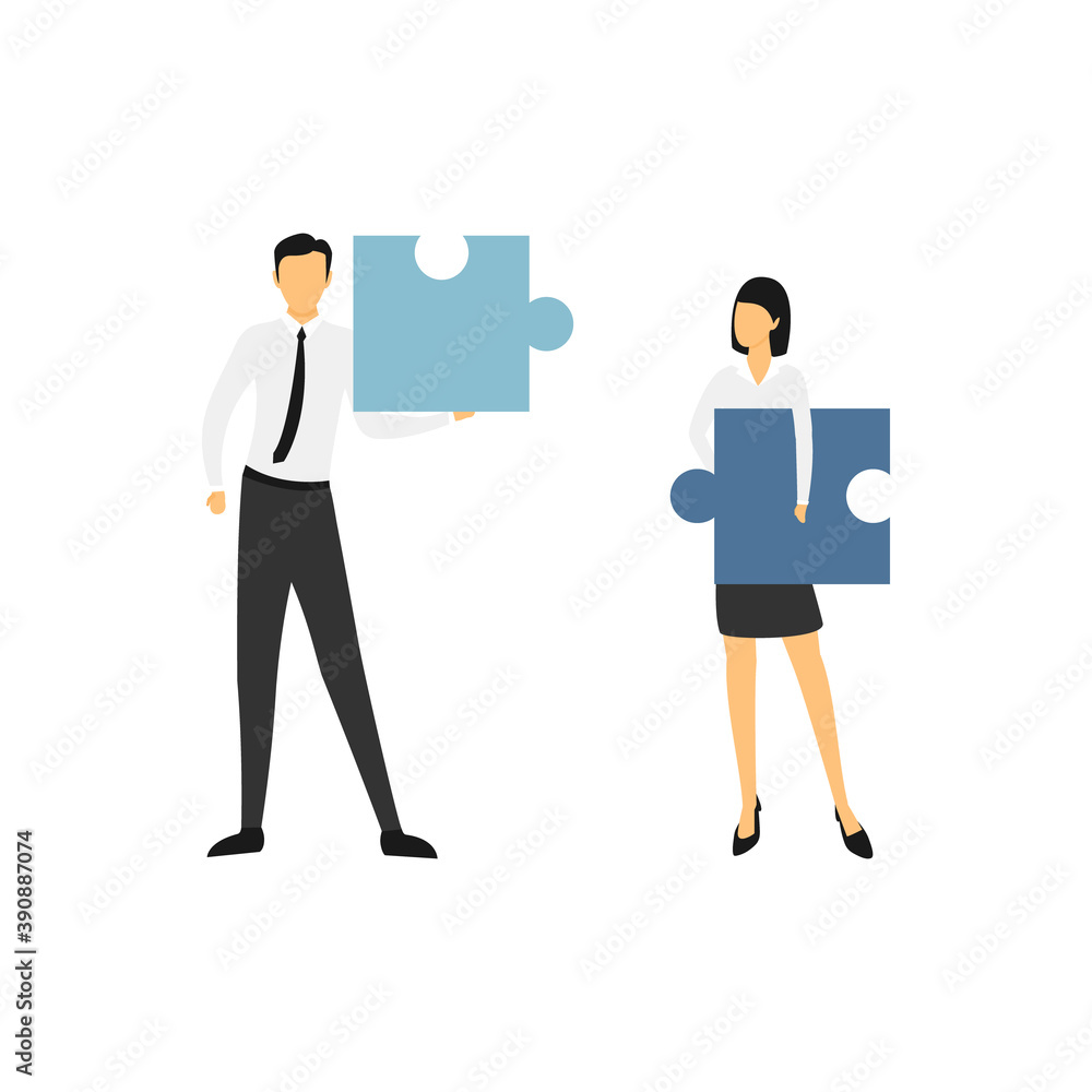People connecting puzzle. Business concept of partnership, teamwork, cooperation. Team people connecting puzzle. Vector illustration isolated on white. People connecting puzzle. Business concept of partnership, teamwork, cooperation. Team people connecting puzzle. Vector illustration isolated on white.