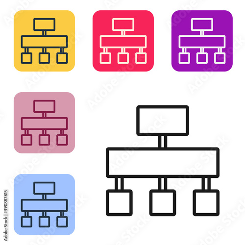 Black line Site map icon isolated on white background. Set icons in color square buttons. Vector.