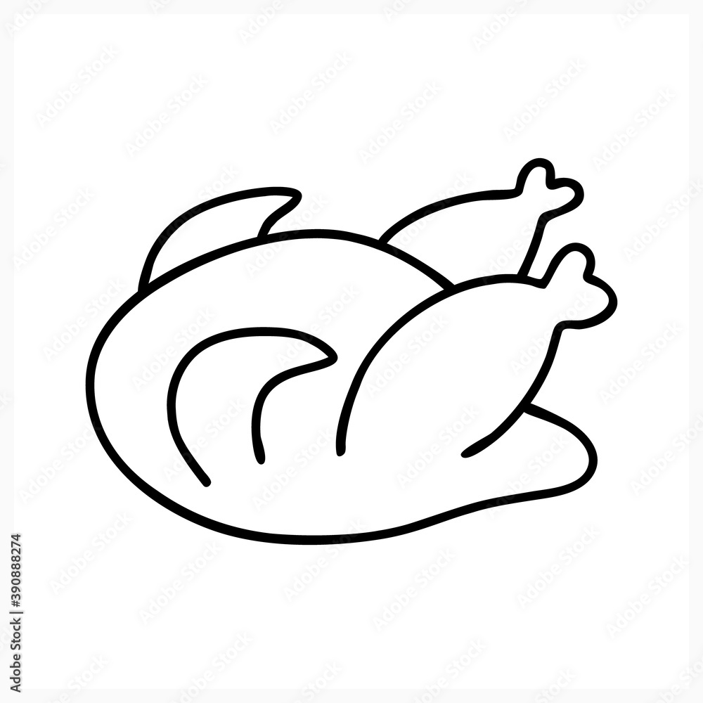 Obraz premium Doodle chicken icon isolated on white. Sketch eat. Vector stock illustration. EPS 10