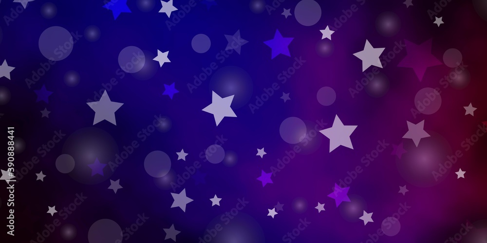 Dark Blue, Red vector background with circles, stars. Dark Blue, Red vector background with circles, stars.
