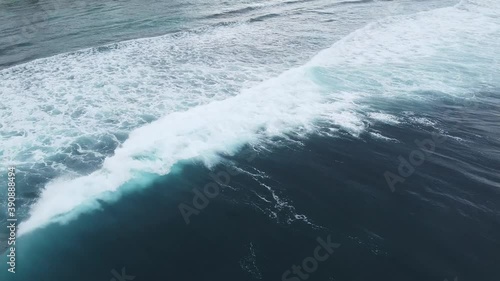 Wallpaper Mural Aerial Follow of Big Wave Hits Beach on Surfing Spot in Guadeloupe, France Torontodigital.ca