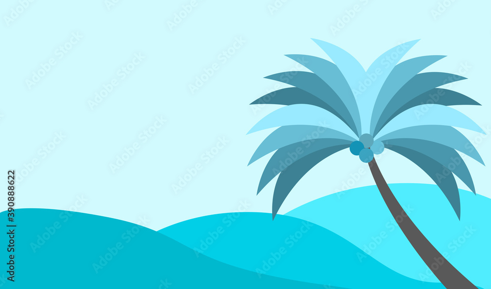 Abstract coconut tree landscape flat background illustration. Suitable for banners, wallpapers and websites. Vector