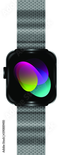 Smart electronic - watch. Metal watch strap. Preset background.Realistic vector EPS10.