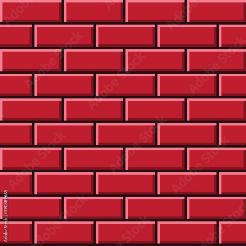 Red brick texture pixel art. Vector picture.