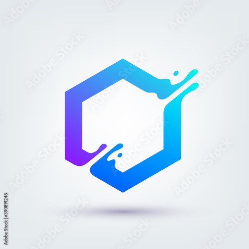 Vector illustration, abstract liquid shape of a hexagon symbol, logo design