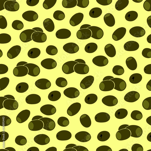 Seamless pattern of olive fruits. Vector. Decor element. Suitable for label or kitchenware design.