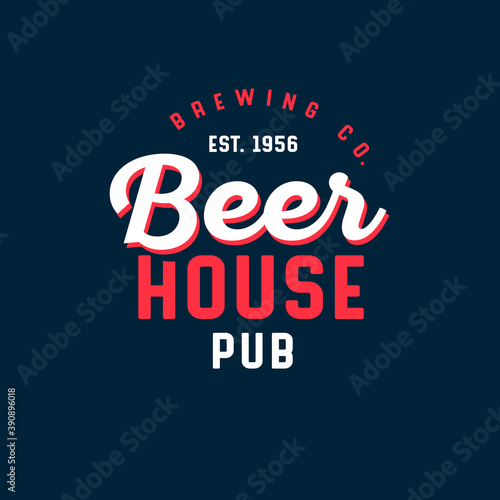 Beer House logo. Beer Pub logotype. Brewing Company emblem. Composition from beautiful letters. Vintage style.
