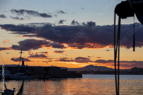sunset in the yacht port of Valencia