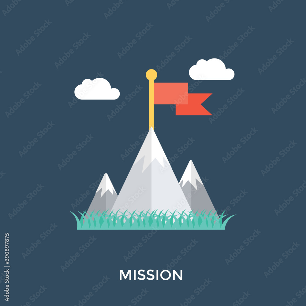 
Illustration mission accomplished, mountain flag
