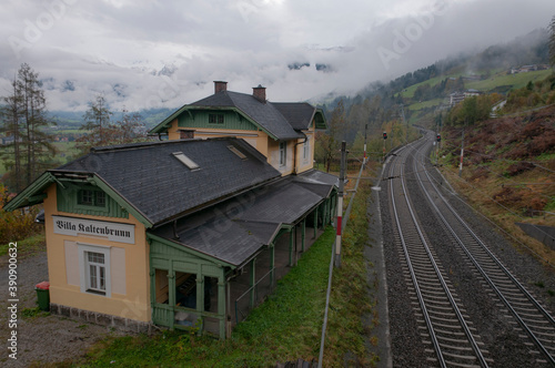 Railway station in Alps