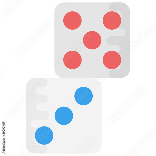  Flat vector icon design of dices 