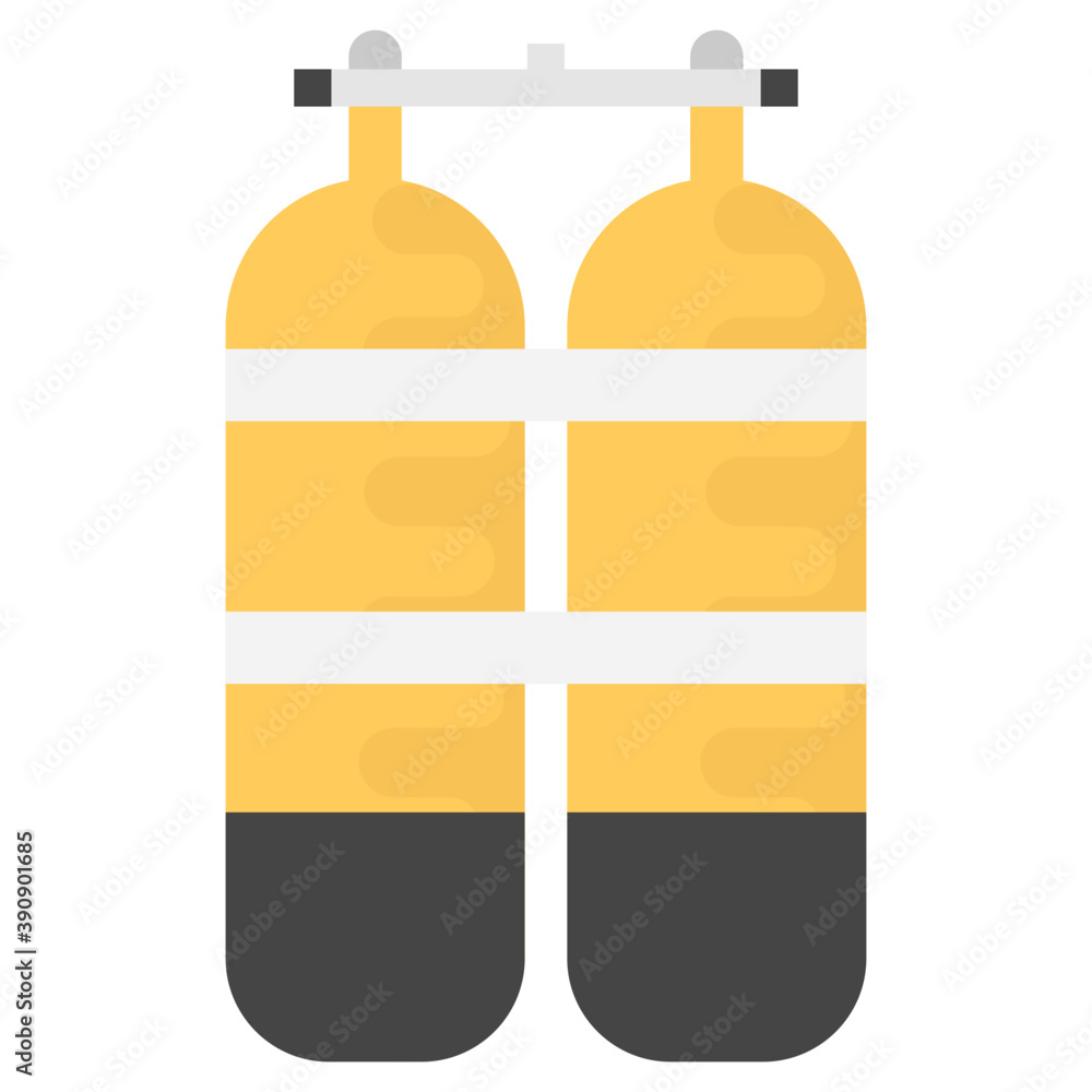 Flat vector icon design of two oxygen cylinders
Flat vector icon design of two oxygen cylinders