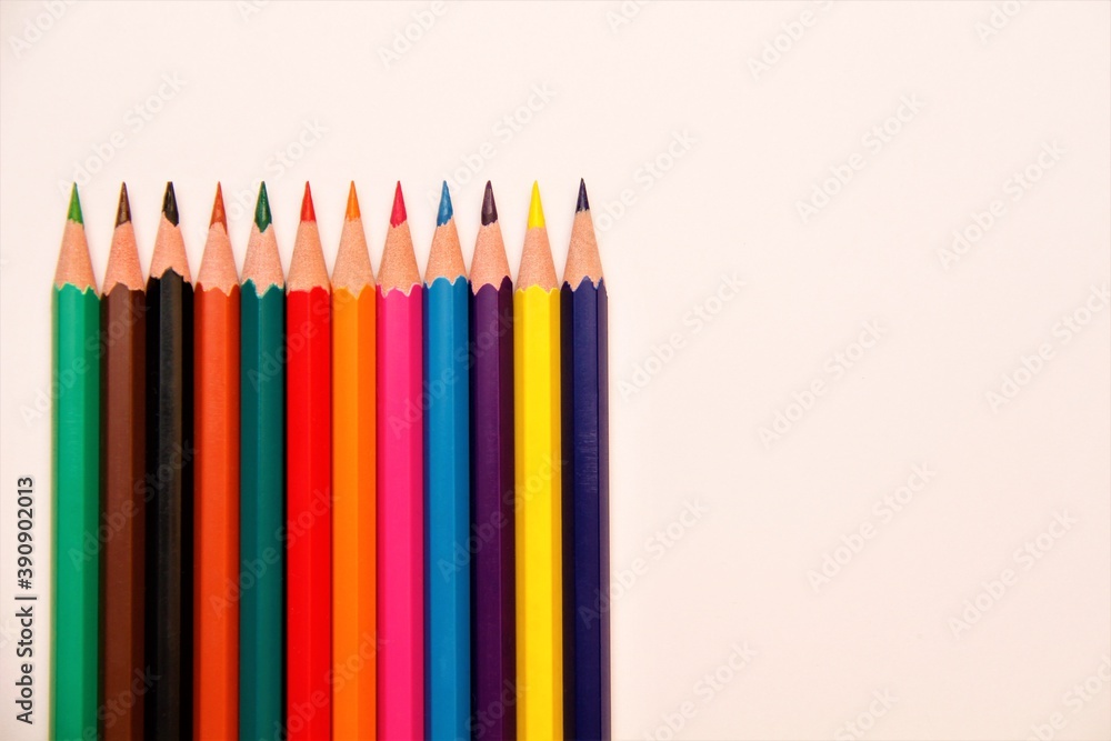 color pencils on white background color pencils on white background