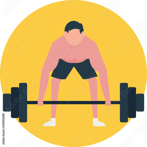 
Flat icon weight lifting, weight lifter 
