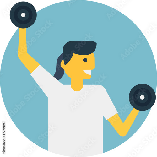 
Flat icon weight lifting, weight lifter 
