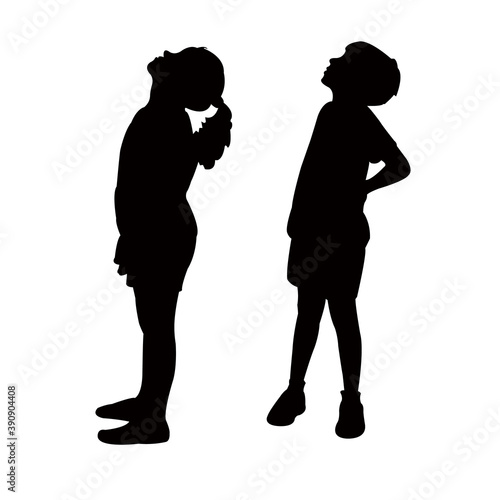a boy and a girl body silhouette vector