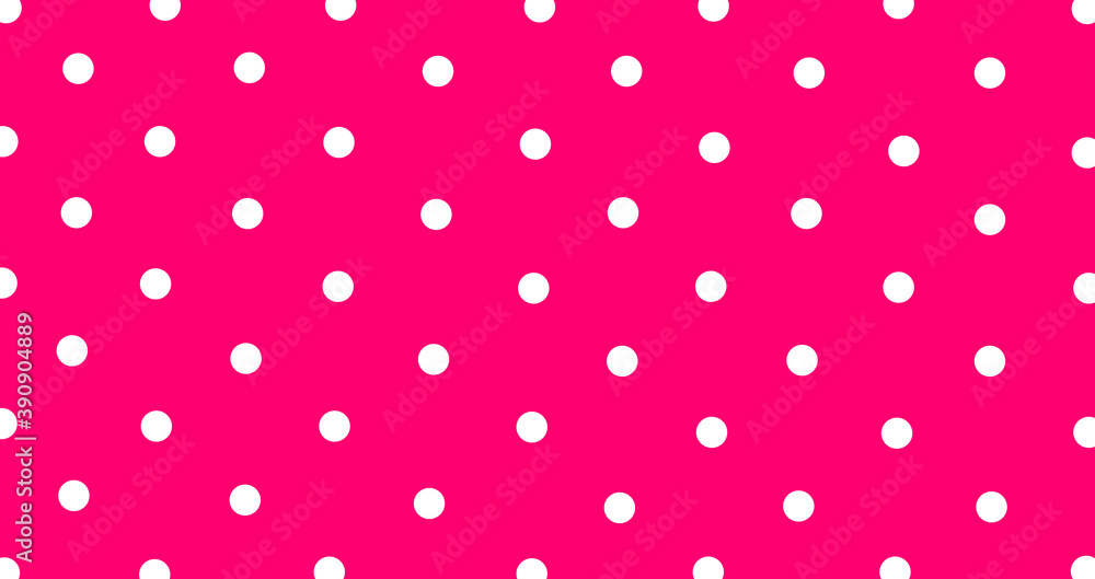 Big white polka dots on pink, seamless background. Seamless pattern of large white polka dots on a pink background for arts, crafts, fabrics, decorating, albums and scrap books.