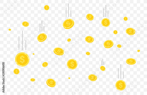Rain of Realistic Gold coins. Coins money falling. Jackpot or success concept for your online casino . Modern background of flying gold coins. Falling money. Explosion of gold coins on background