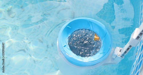 skimmer for the frame pool. Contaminated pool cleaning concept.