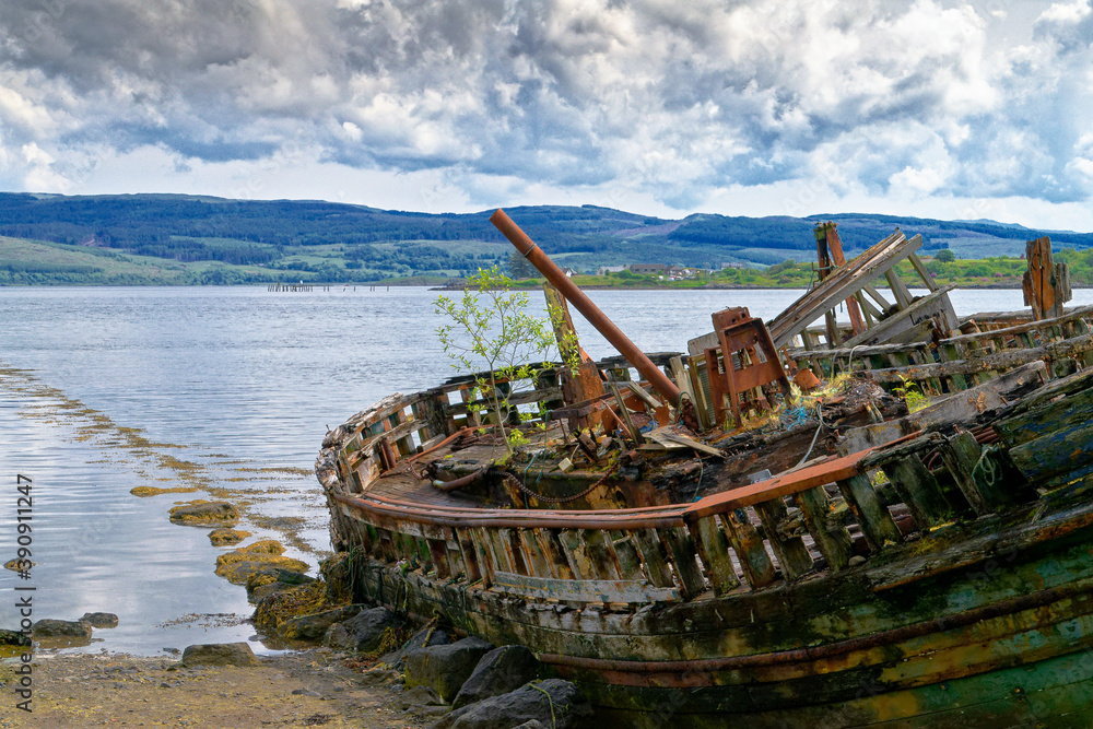 Picturesque Shipwreck on Mull, Scotland
