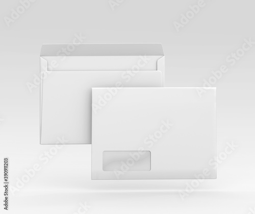 Realistic White Envelope C5/C6 mockup, Blank letter paper, c5 c6 template 3d Rendering isolated on light gray background photo