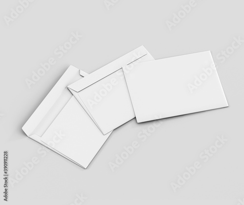 Realistic White Envelope C5/C6 mockup, Blank letter paper, c5 c6 template 3d Rendering isolated on light gray background photo