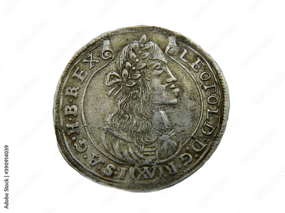 medieval european silver coin on white background medieval european silver coin on white background