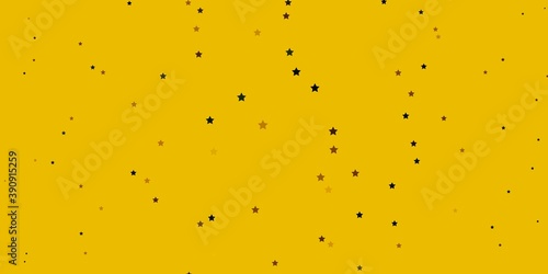 Dark Green  Yellow vector background with small and big stars.