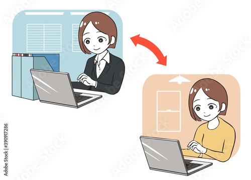 オフィスとテレワークの両立　女性
