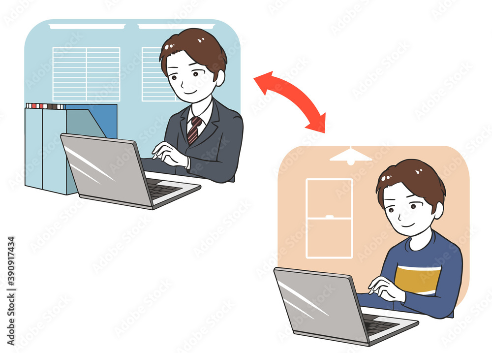 オフィスとテレワークの両立　男性