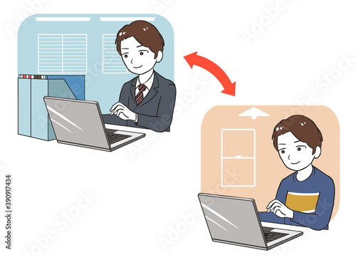 オフィスとテレワークの両立　男性