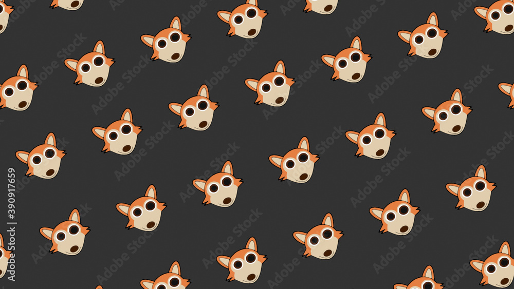 Smiling foxes pattern on dark background Smiling foxes pattern on dark background