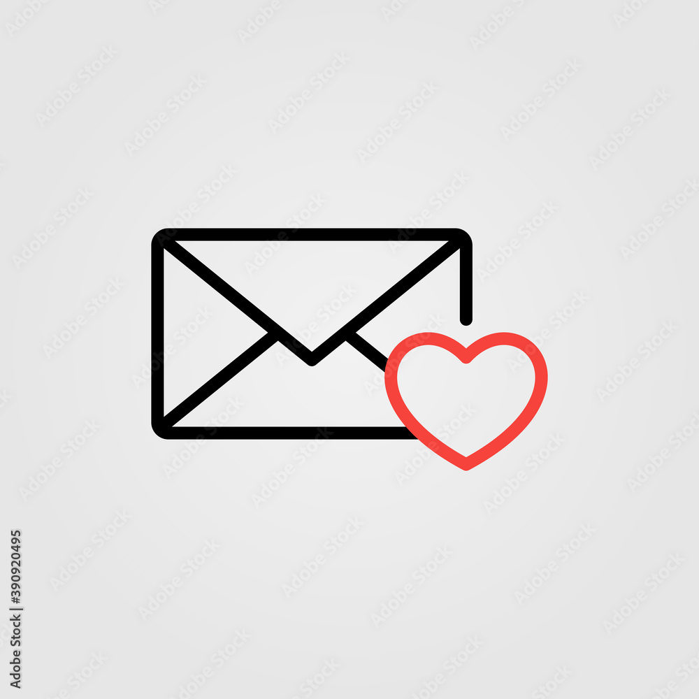 Envelope with heart sign. Love message, romantic letter icon. Favorite, like email symbol. Vector illustration. Envelope with heart sign. Love message, romantic letter icon. Favorite, like email symbol. Vector illustration.
