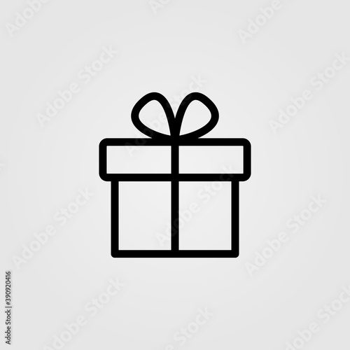 Gift box with ribbon line icon - vector illustration. Christmas present, birthday gift symbol for web and mobile concept.