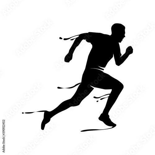Running man splash silhouette design isolated on white background
