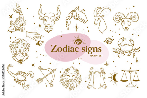 Zodiac Sign Vector Illustration Set