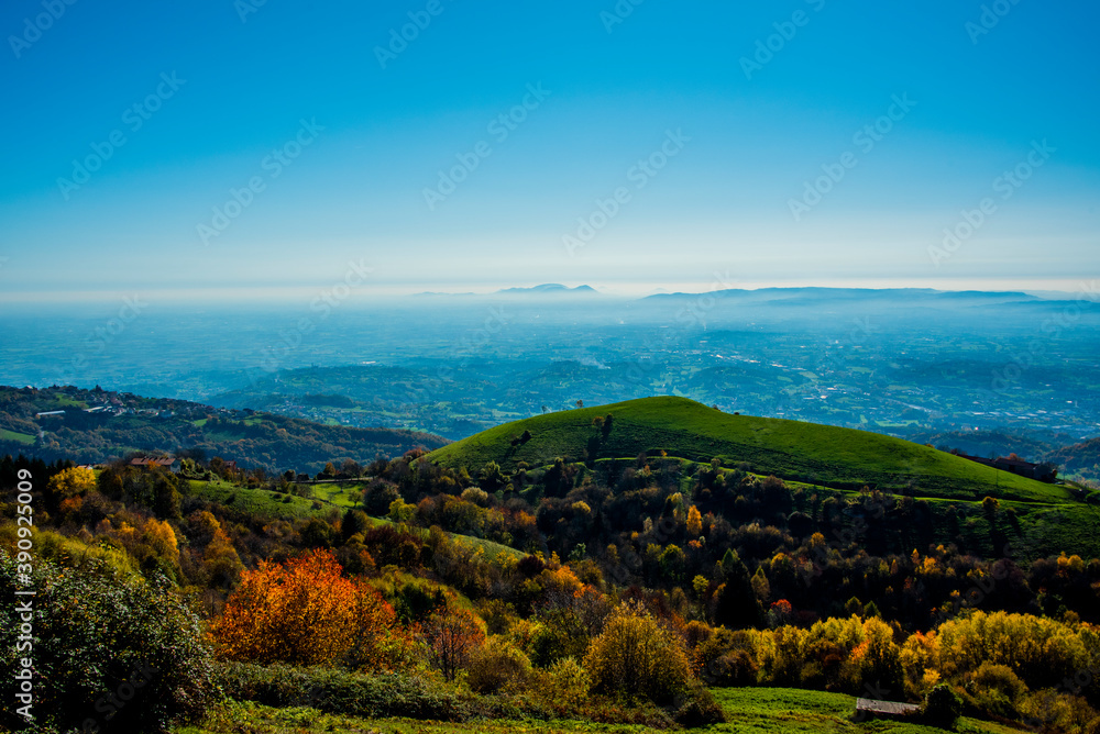 plain and hills on an autumn day