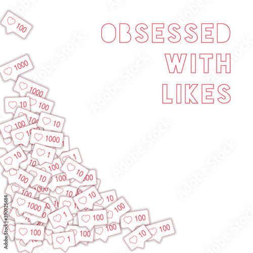 Social media icons. Obsessed with likes concept. F