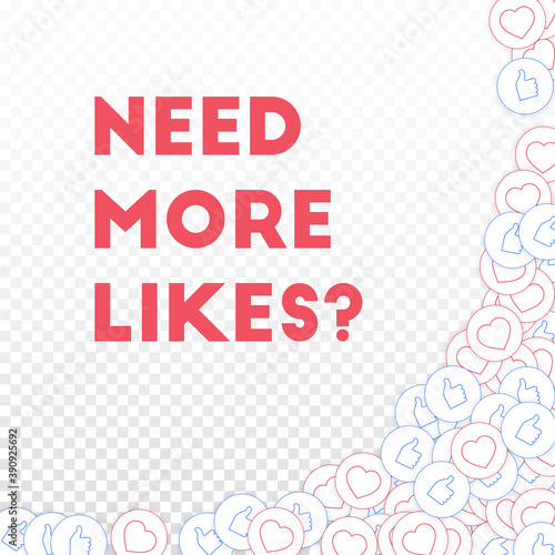 Social media icons. Need more likes concept. Falli