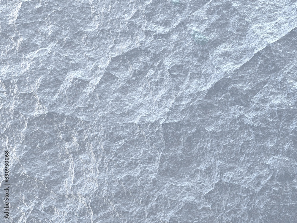 3d illustration, texture of rough white stone, ice surface of blue and white color closeup