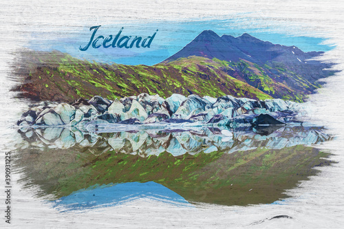 Glacier and cold lake in Ic...