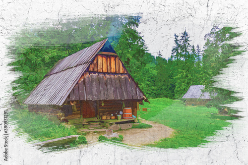 Mountain smokehouse in the ...