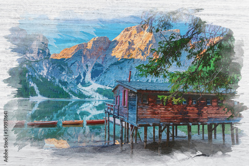 Watercolor painting of Lago...