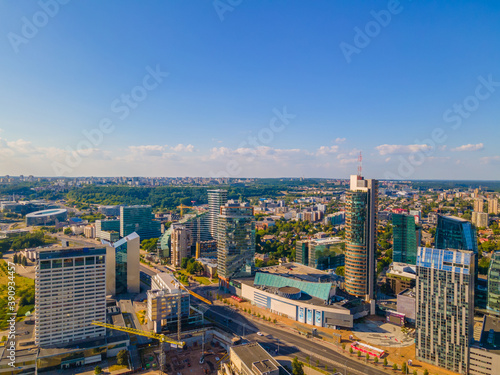 Aerial view of new city center of Vilnius, Lithuania