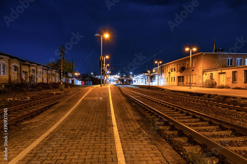 Railway station mainz-kastel at night
