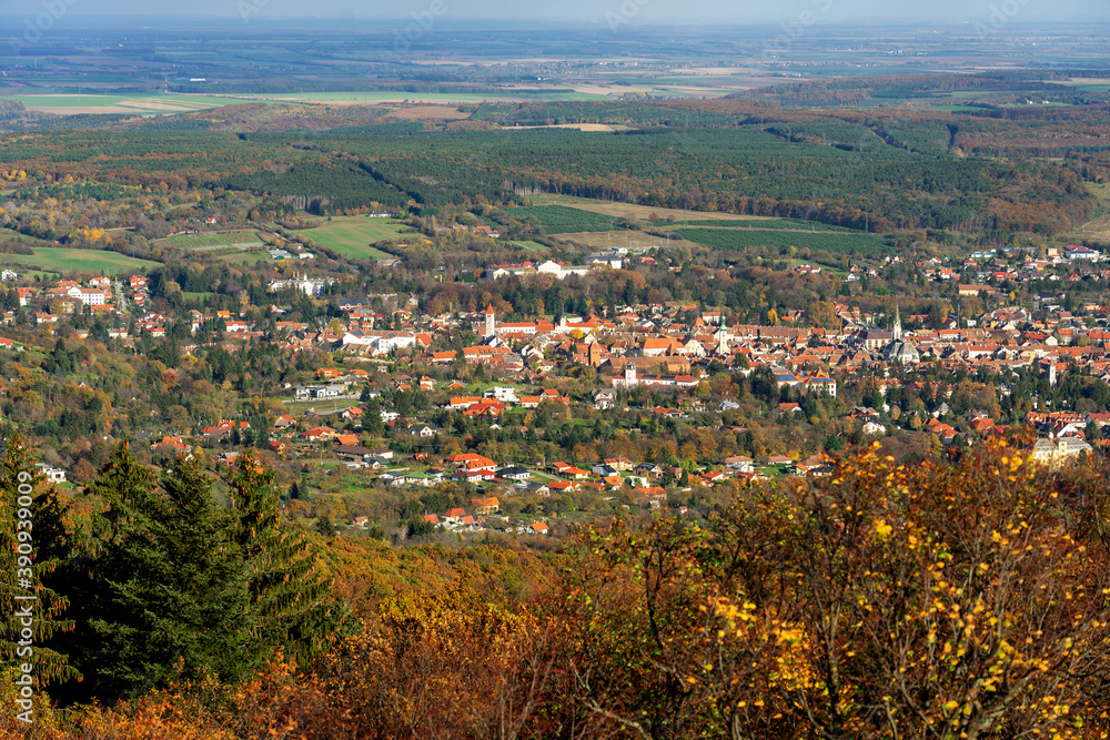 View from Óház kilátó on Kőszeg hills Hungary view of the city above