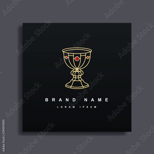 Holy grail luxury logo, medieval gothic style concept art.