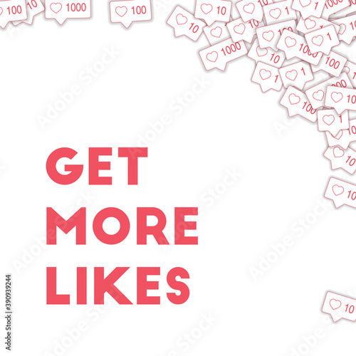 Social media icons. Get more likes concept. Fallin