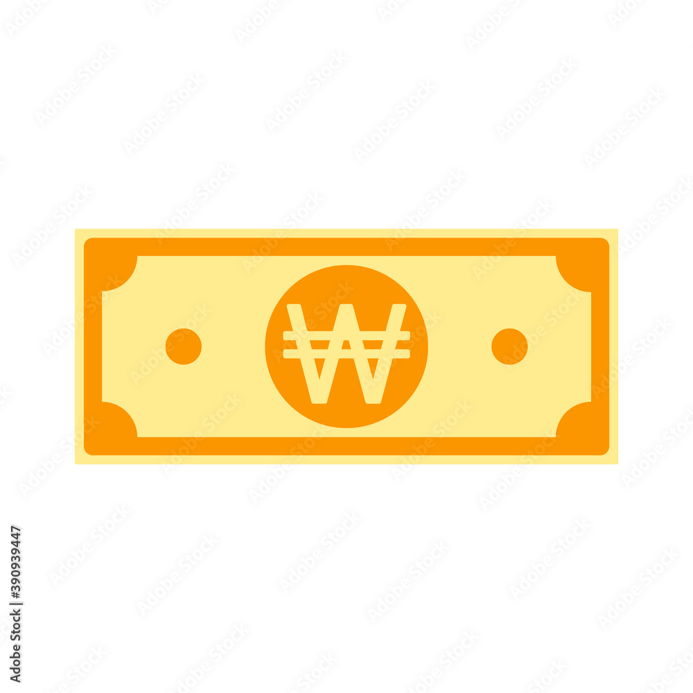 Korean won paper notes isolated on white backgroun Korean won paper notes isolated on white backgroun