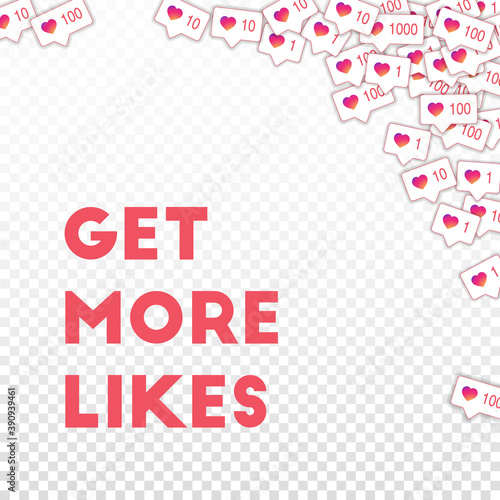 Social media icons. Get more likes concept. Fallin